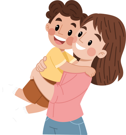 Mom and son illustration